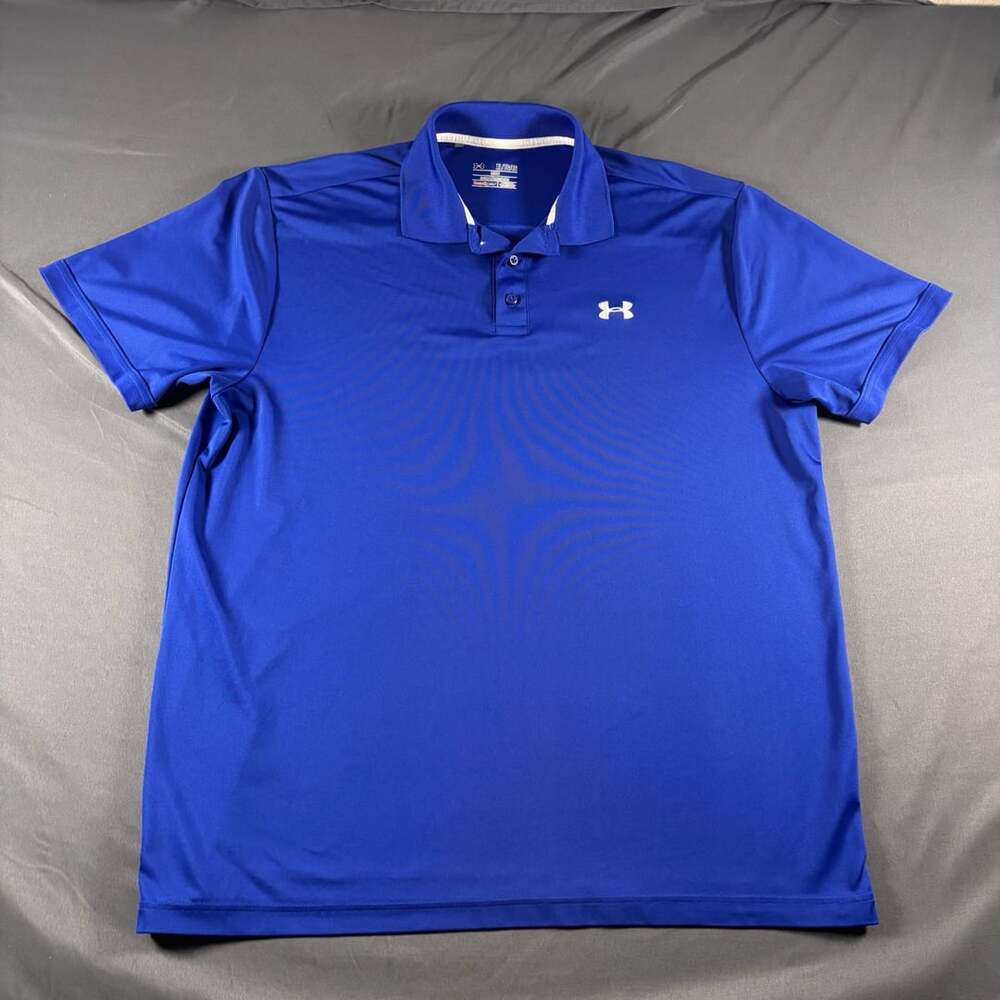 Under Armour Tech Polo Mens Size XL Blue Golf Heatgear Activewear Shirt